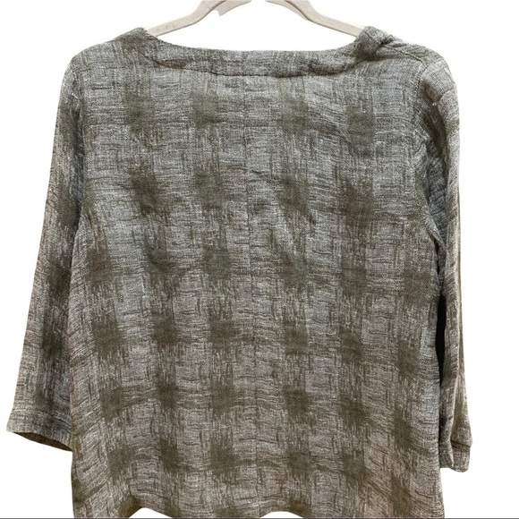 J. Jill Pure Jill Green/Gray 100% Linen Lagenlook Plaid Top 3/4 Sleeves Sz XS - Picture 4 of 7